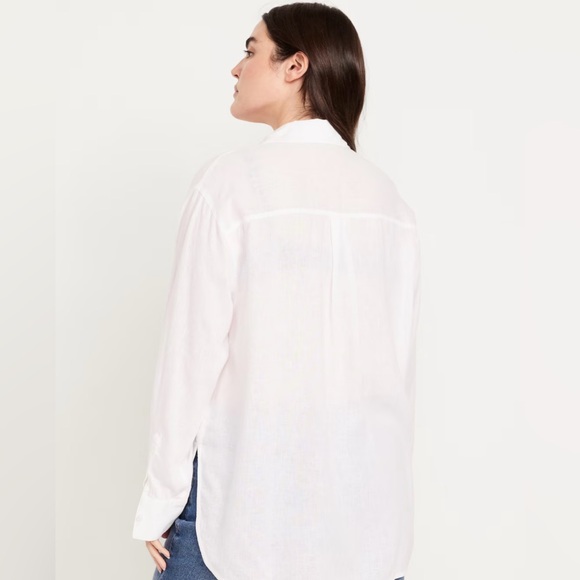 Linen-Blend Loose Button-Down Shirt XXL - Picture 10 of 14